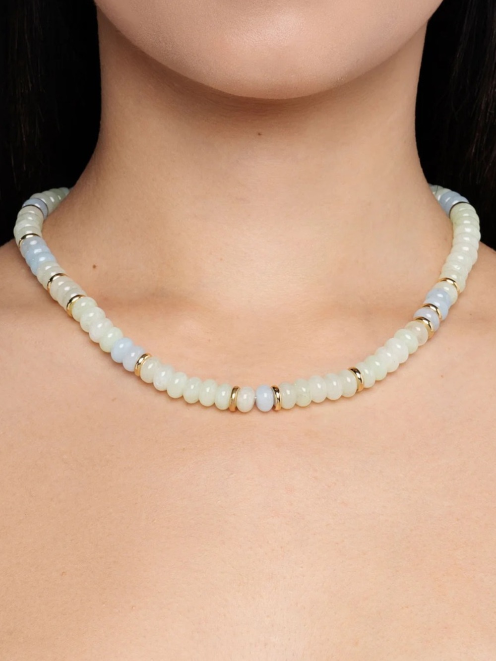 Green and Light Blue Quartz 24k Gold Plated